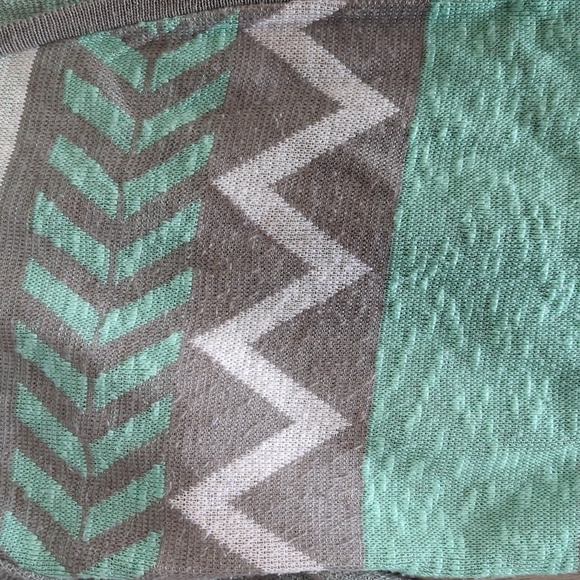 Grey, Mint, and White Open Front Cardigan - Vanity Brand - Size XL - Picture 2 of 6